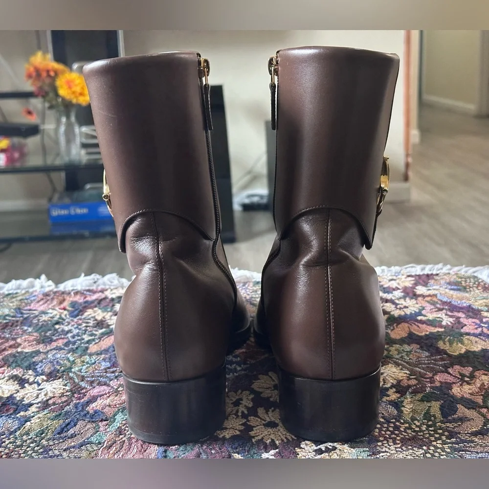 Gucci Horsebit Brown Leather Men’s Ankle Boots Size 11T 12 US - Picture 2 of 12